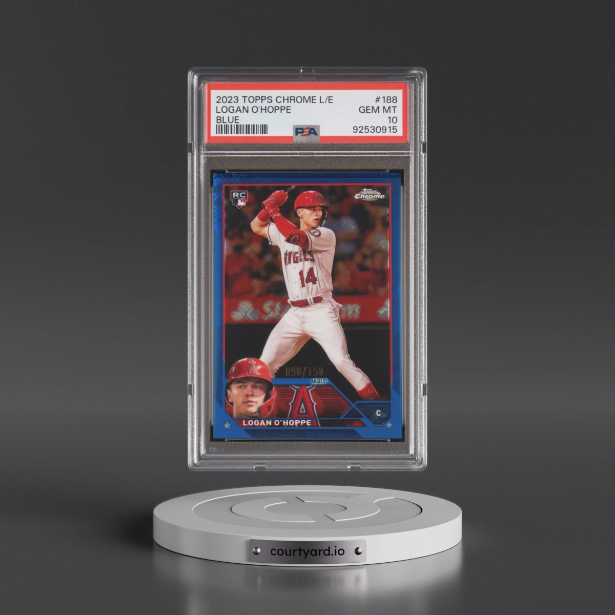 Logan O’Hoppe GREEN Refractor PSA10 2023 Logan O'Hoppe - Baseball Topps Chrome Logofractor Edition PSA